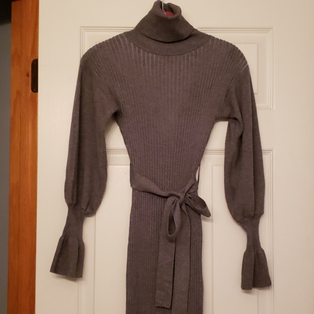 Sa'She Sweater Dress with Self-Tie Belt